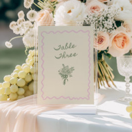 Love in Bloom Whimsical Handwritten Table 3 Card Einladung