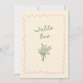 Love in Bloom Whimsical Handwritten Table One Card Einladung (Vorderseite)