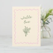 Love in Bloom Whimsical Handwritten Table One Card Einladung (Stehend Vorderseite)