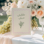 Love in Bloom Whimsical Handwritten Table Two Card Einladung<br><div class="desc">Celebrate the upcoming nuptials of your favorite bride-to-be in style with our quirky and whimsical table numbers! This design features a beautiful soft pink hand-drawn squiggle frame in a fun and playful style with a sage green, hand drawn flower bouquet, accompanied by a casual, handwritten font that perfectly captures the...</div>