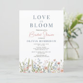 Love in Bloom Wildflower Bridal Shower Einladung (Stehend Vorderseite)