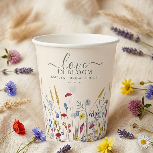 Love in Bloom Wildflower Meadow Bridal Shower Pappbecher