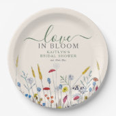 Love in Bloom Wildflower Meadow Bridal Shower Pappteller (Vorderseite)