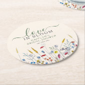 Love in Bloom Wildflower Meadow Bridal Shower Runder Pappuntersetzer (Angewinkelt)