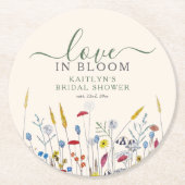 Love in Bloom Wildflower Meadow Bridal Shower Runder Pappuntersetzer (Vorderseite)