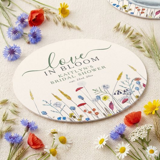 Love in Bloom Wildflower Meadow Bridal Shower Runder Pappuntersetzer