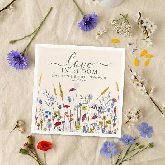 Love in Bloom Wildflower Meadow Bridal Shower Serviette