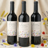 Love in Bloom Wildflower Meadow Bridal Shower Weinetikett