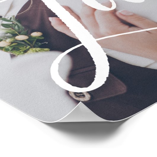 Love in Elegant Script | Your Photo with Heart Poster (Ecke)