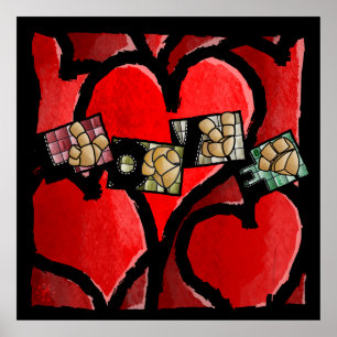 LOVE in Gebärdensprache – Herz Kissen Poster