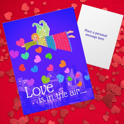 Love in in the Air Personalized Angel Hearts Karte