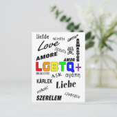 Love in many languages | LGBTQ+ Pride Postkarte (Stehend Vorderseite)