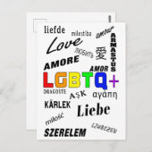Love in many languages | LGBTQ+ Pride Postkarte (Vorne/Hinten)