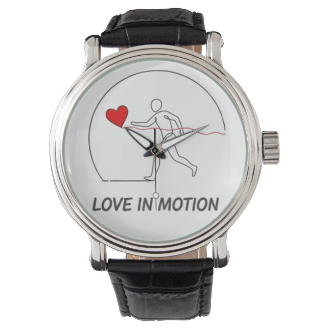 Love In Motion Minimalist Line Art Slogan Tee Armbanduhr (Vorderseite)