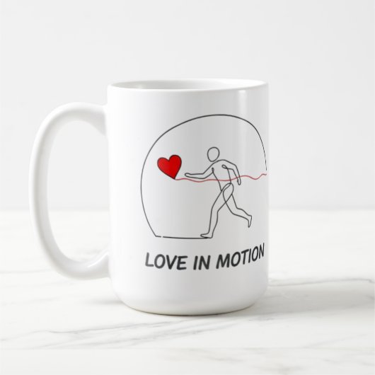 Love In Motion Minimalist Line Art Slogan Tee Kaffeetasse (Links)