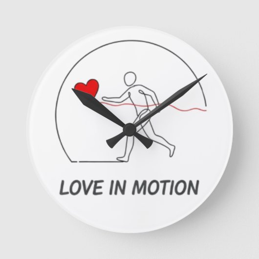 Love In Motion Minimalist Line Art Slogan Tee Runde Wanduhr (Vorderseite)