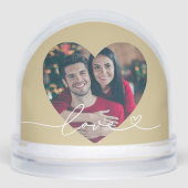 Love in Script Gold Heart Photo Schneekugeln (Vorderseite)