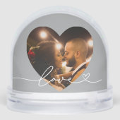Love in Script Silver Heart Photo Schneekugeln (Rückseite)
