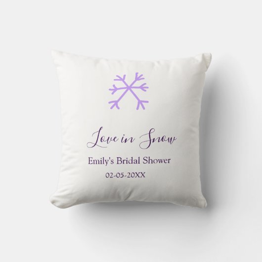 Love in Snow bridal shower purple snowflakes paste Kissen (Vorderseite)