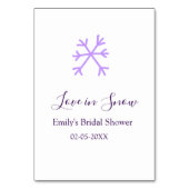 Love in Snow bridal shower purple snowflakes paste Tischnummer (Vorderseite)