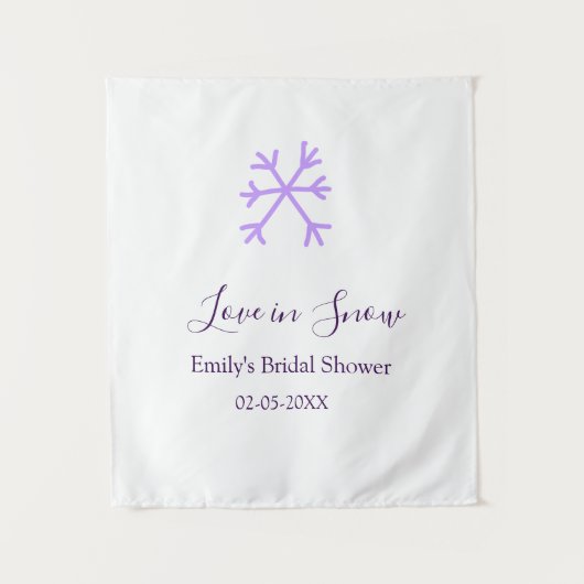 Love in Snow bridal shower purple snowflakes paste Wandteppich (Vorderseite)