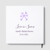 Love in Snow Junggesellinnenabschied lila Schneefl Gästebuch (Rückseite)