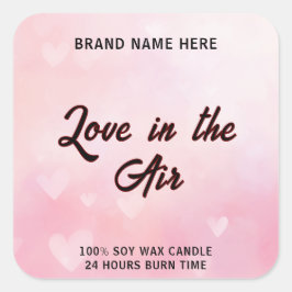 Love in the Air Candle – Custom Romantic Label Quadratischer Aufkleber