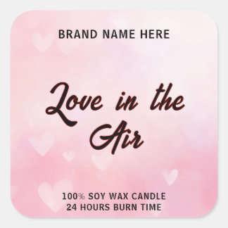 Love in the Air Candle – Custom Romantic Label Quadratischer Aufkleber