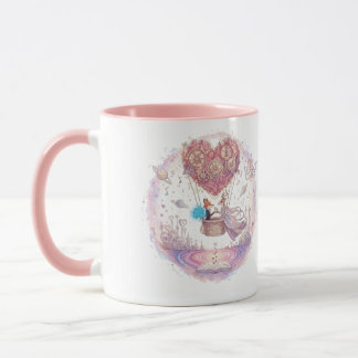 "Love in the Air" Fox Heart Hot Air Balloon Mug Tasse