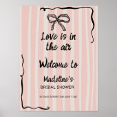 Love in the Air Retro Pink Quirky Bridal Welcome Poster (Vorne)
