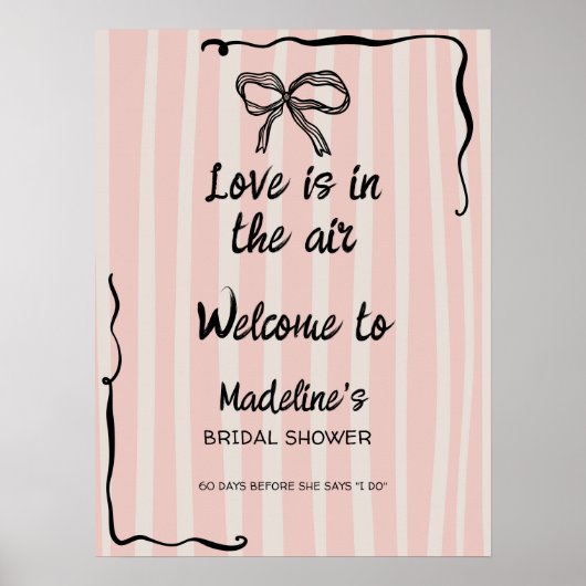 Love in the Air Retro Pink Quirky Bridal Welcome Poster (Vorne)