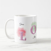 LOVE Initial Custom Name Watercolor Design Kaffeetasse (Links)