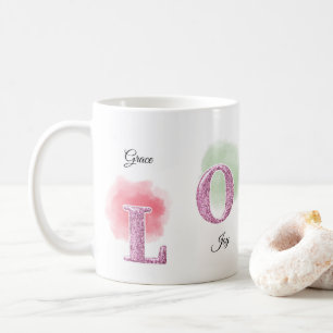 LOVE Initialer benutzerdefinierter Name Wasserfarb Kaffeetasse