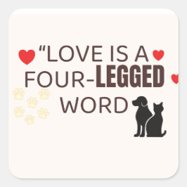 Love Is a Four-Legged Word | Cute Pet Wall Art & S Quadratischer Aufkleber