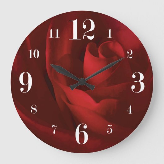 Love is a Red Rose Floral Große Wanduhr (Vorderseite)