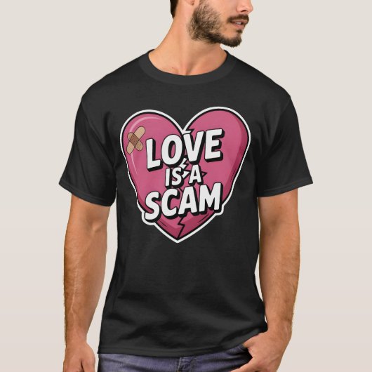 Love Is a Scam Anti Valentine Heart T-Shirt (Vorderseite)