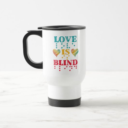 Love Is Blind Braille Hearts Reisebecher (Links)