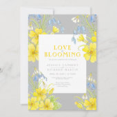 Love is blooming spring flower yellow gray wedding einladung (Vorderseite)