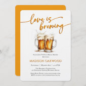 Love Is Brewing Beer Bridal Shower Invitation Einladung (Vorne/Hinten)