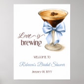 Love is Brewing Blue Bow Bridal Shower Welcome Poster (Vorne)