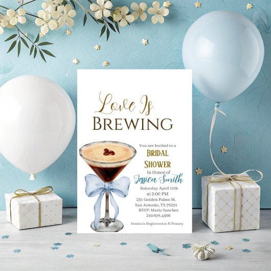 Love is Brewing Blue Bridal Shower Invitation  Einladung