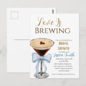 Love is Brewing Blue Bridal Shower Invitation  Postkarte (Vorne/Hinten)