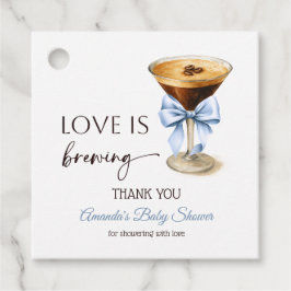 Love is Brewing Blue Coquette Bow Bridal Shower Geschenkanhänger