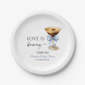 Love is Brewing Blue Coquette Bow Bridal Shower Pappteller (Vorderseite)