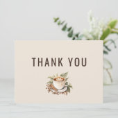 Love is Brewing Boho Coffee Bridal Shower Dankeskarte (Stehend Vorderseite)