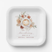 Love is Brewing Boho Rustic Floral Bridal Shower Pappteller (Vorderseite)