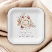 Love is Brewing Boho Rustic Floral Bridal Shower Pappteller