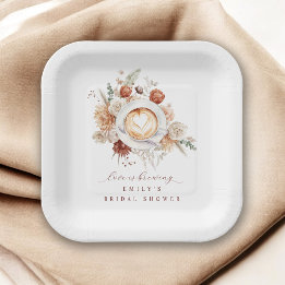 Love is Brewing Boho Rustic Floral Bridal Shower Pappteller