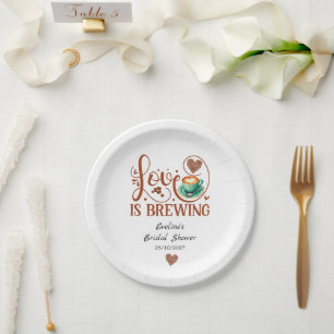 Love Is Brewing Brautparty Terrakotta-Kaffee Pappteller