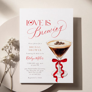 Love is Brewing Brautschmaus mit rotem Bogen Einladung